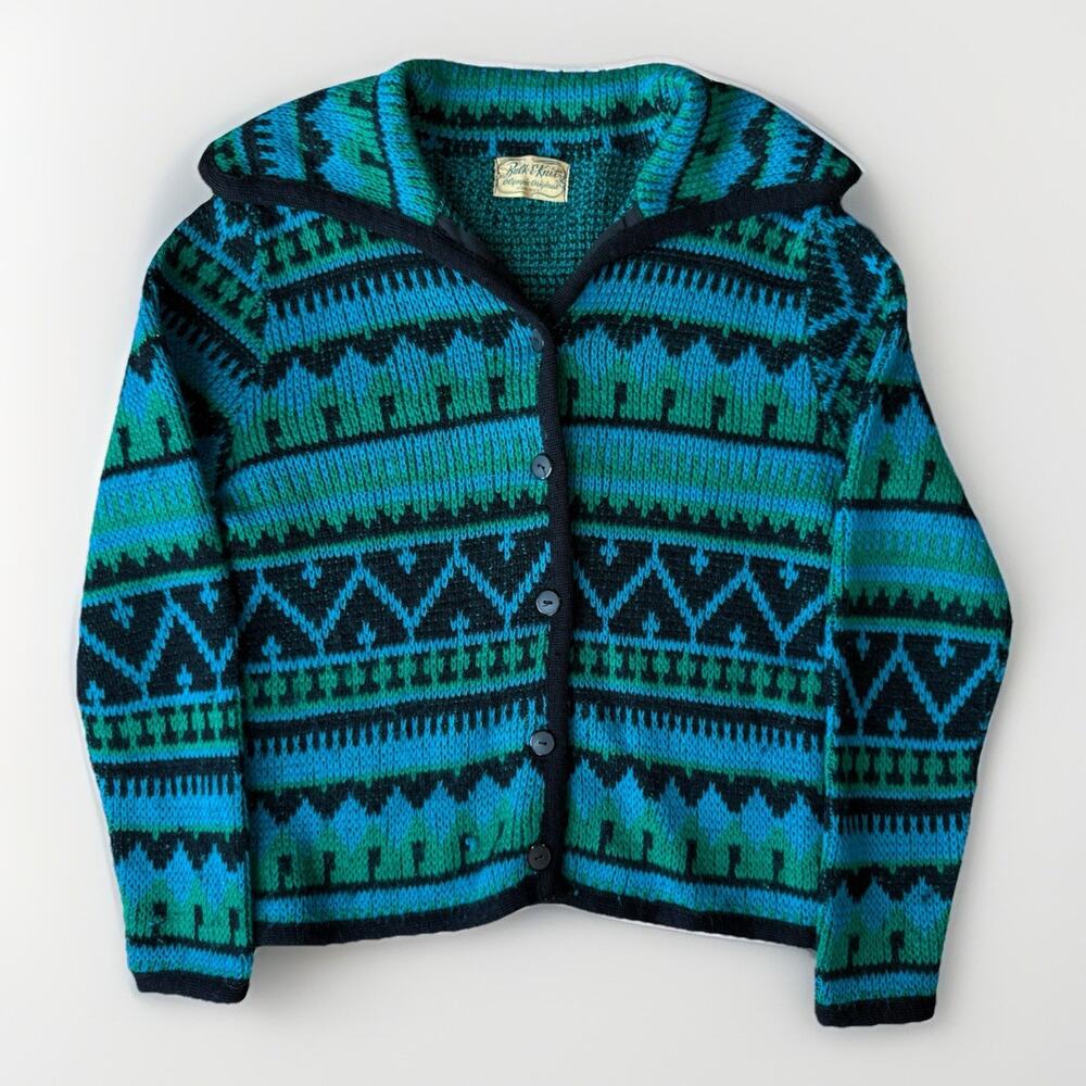 Vintage Bulk E Knit Sweater Women's S Multicolor Olympic Original Wool Argyle